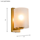 GobekUsa Post Modern Brass Finish Wall Lamp with Clear/Textured White Glass - Cylindric Sconce Design (1 Bulb)