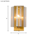 GobekUsa Post Modern Brass Finish Wall Lamp with Clear/Textured White Glass - Cylindric Sconce Design (1 Bulb)