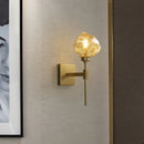 GobekUsa Post Modern Brass Ice Block Wall Light Sconce with Amber/Smoke Gray Glass - Wall Mounted Lamp for Living Room