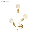 GobekUsa Post-Modern Brass Wall Sconce with Clear Lattice Glass and 3 Branch Lights