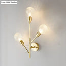 GobekUsa Post-Modern Brass Wall Sconce with Clear Lattice Glass and 3 Branch Lights