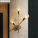 GobekUsa Post-Modern Brass Wall Sconce with Clear Lattice Glass and 3 Branch Lights