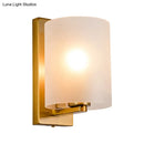 GobekUsa Post Modern Brass Finish Wall Lamp with Clear/Textured White Glass - Cylindric Sconce Design (1 Bulb)