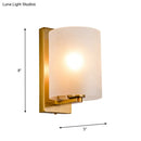 GobekUsa Post Modern Brass Finish Wall Lamp with Clear/Textured White Glass - Cylindric Sconce Design (1 Bulb)