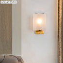GobekUsa Post Modern Brass Finish Wall Lamp with Clear/Textured White Glass - Cylindric Sconce Design (1 Bulb)