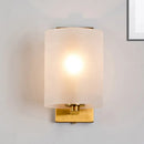 GobekUsa Post Modern Brass Finish Wall Lamp with Clear/Textured White Glass - Cylindric Sconce Design (1 Bulb)