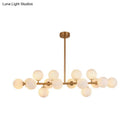 GobekUsa 16-Light Gold Linear Island Chandelier with Glass Shade - Post Modern Billiard Lighting