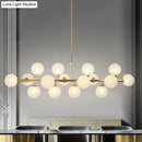 GobekUsa 16-Light Gold Linear Island Chandelier with Glass Shade - Post Modern Billiard Lighting