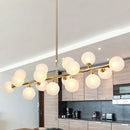 GobekUsa 16-Light Gold Linear Island Chandelier with Glass Shade - Post Modern Billiard Lighting