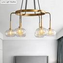GobekUsa Post-Modern Island Chandelier with Clear Glass and Gold Finish - 6/8 LED Lights and Canopy Options