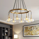 GobekUsa Post-Modern Island Chandelier with Clear Glass and Gold Finish - 6/8 LED Lights and Canopy Options