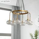 GobekUsa Post-Modern Island Chandelier with Clear Glass and Gold Finish - 6/8 LED Lights and Canopy Options