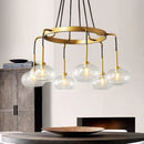 GobekUsa Post-Modern Island Chandelier with Clear Glass and Gold Finish - 6/8 LED Lights and Canopy Options