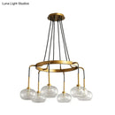 GobekUsa Post-Modern Island Chandelier with Clear Glass and Gold Finish - 6/8 LED Lights and Canopy Options