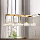 GobekUsa Post-Modern Island Chandelier with Clear Glass and Gold Finish - 6/8 LED Lights and Canopy Options