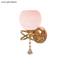 GobekUsa Diamond Sconce Crystal Wall Lamp with Pink Cracked Glass Shade - Post Modern 1-Light Fixture