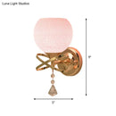 GobekUsa Diamond Sconce Crystal Wall Lamp with Pink Cracked Glass Shade - Post Modern 1-Light Fixture