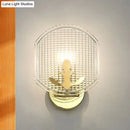 GobekUsa Gold Corner Wall Sconce with Clear Lattice Glass and Post-Modern Oval Design