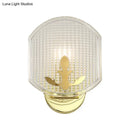 GobekUsa Gold Corner Wall Sconce with Clear Lattice Glass and Post-Modern Oval Design