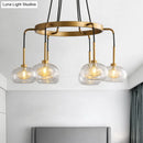 GobekUsa Post-Modern Island Chandelier with Clear Glass and Gold Finish - 6/8 LED Lights and Canopy Options