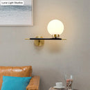 GobekUsa Post-Modern White Glass Sphere Wall Sconce with Brass Finish - 1/2 Bulbs