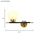GobekUsa Post-Modern White Glass Sphere Wall Sconce with Brass Finish - 1/2 Bulbs
