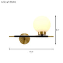 GobekUsa Post-Modern White Glass Sphere Wall Sconce with Brass Finish - 1/2 Bulbs