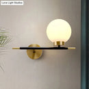 GobekUsa Post-Modern White Glass Sphere Wall Sconce with Brass Finish - 1/2 Bulbs