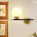 GobekUsa Post-Modern White Glass Sphere Wall Sconce with Brass Finish - 1/2 Bulbs