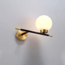 GobekUsa Post-Modern White Glass Sphere Wall Sconce with Brass Finish - 1/2 Bulbs