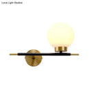 GobekUsa Post-Modern White Glass Sphere Wall Sconce with Brass Finish - 1/2 Bulbs