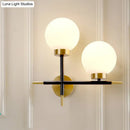 GobekUsa Post-Modern White Glass Sphere Wall Sconce with Brass Finish - 1/2 Bulbs