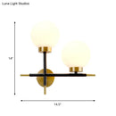 GobekUsa Post-Modern White Glass Sphere Wall Sconce with Brass Finish - 1/2 Bulbs