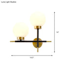 GobekUsa Post-Modern White Glass Sphere Wall Sconce with Brass Finish - 1/2 Bulbs