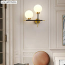 GobekUsa Post-Modern White Glass Sphere Wall Sconce with Brass Finish - 1/2 Bulbs
