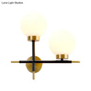 GobekUsa Post-Modern White Glass Sphere Wall Sconce with Brass Finish - 1/2 Bulbs