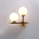 GobekUsa Post-Modern White Glass Sphere Wall Sconce with Brass Finish - 1/2 Bulbs