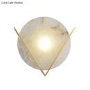 GobekUsa Post-Modern Round Panel Wall Light Sconce - Marble Bedside Lamp Fixture with Brass V Deco