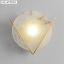 GobekUsa Post-Modern Round Panel Wall Light Sconce - Marble Bedside Lamp Fixture with Brass V Deco