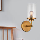 GobekUsa Postmodern 1-Head Brass Cylinder Wall Lighting with Clear Ribbed Glass Mount