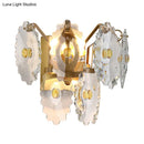 GobekUsa Postmodern 2-Light Wall Sconce with Clear Crystal and Green/Gold Gem Accent