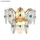 GobekUsa Postmodern 2-Light Wall Sconce with Clear Crystal and Green/Gold Gem Accent
