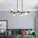 GobekUsa Postmodern 6-Light Black Island Ceiling Light with Opal Glass Shades