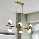 GobekUsa Postmodern 6-Light Black Island Ceiling Light with Opal Glass Shades