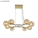 GobekUsa Postmodern Island Lighting: Amber Ball Pendant Lamp with Adjustable Cord - 8 Lights Glass