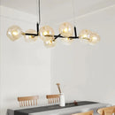 GobekUsa Postmodern Island Lighting: Amber Ball Pendant Lamp with Adjustable Cord - 8 Lights Glass