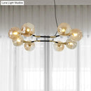 GobekUsa Postmodern Island Lighting: Amber Ball Pendant Lamp with Adjustable Cord - 8 Lights Glass