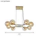 GobekUsa Postmodern Island Lighting: Amber Ball Pendant Lamp with Adjustable Cord - 8 Lights Glass