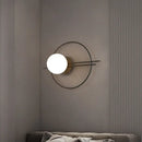 GobekUsa Postmodern Wall Mounted Sconce Light with White Glass Shade in Black/Brass