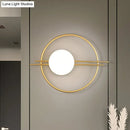 GobekUsa Postmodern Wall Mounted Sconce Light with White Glass Shade in Black/Brass